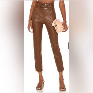 Superdown Cropped Brown Leather Pants